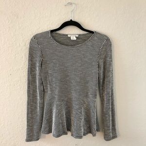 Black/White Stripped Peplum Top